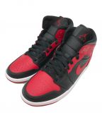 NIKEナイキ）の古着「AIR JORDAN 1 MID(エア ジョーダン 1 ミッド)/ミドルカットスニーカー」｜BLACK/GYM RED-WHITE