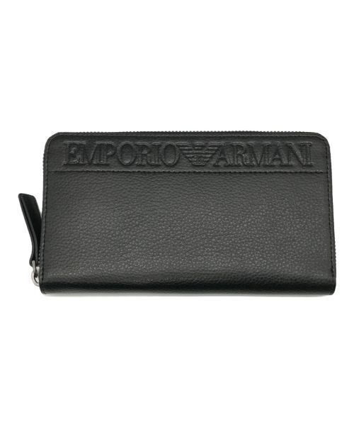 EMPORIO ARMANI（エンポリオアルマーニ）EMPORIO ARMANI (エンポリオアルマーニ) ZIP AROUND WALLET MAXI PEBBLE ブラック サイズ:-の古着・服飾アイテム