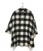 COMME des GARCONS COMME des GARCONSコムデギャルソン コムデギャルソン）の古着「14AW ウール混紡チェックラウンドカラーコート」｜ホワイト×ブラック