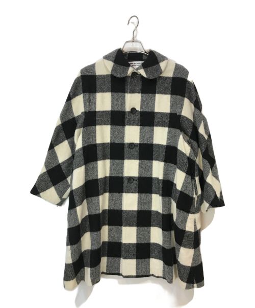 COMME des GARCONS COMME des GARCONS（コムデギャルソン コムデギャルソン）COMME des GARCONS COMME des GARCONS (コムデギャルソン コムデギャルソン) 14AW ウール混紡チェックラウンドカラーコート ホワイト×ブラック サイズ:XSの古着・服飾アイテム