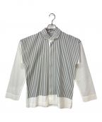 HOMME PLISSE ISSEY MIYAKEオムプリッセ イッセイ ミヤケ）の古着「Switching Stripe Shirt」｜ホワイト×グレー