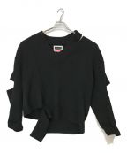 MAISON SPECIALメゾンスペシャル）の古着「Primeover Outseam Cutting V-Neck Knit Pullover」｜ブラック