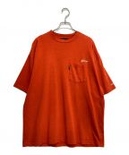 BACK CHANNELバックチャンネル）の古着「BKCNLロゴ 刺繍Tシャツ/ポケットTシャツ」｜レッド