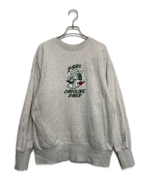 X-GIRL（エックスガール）X-girl (エックスガール) FRIENDS CAROLINE DINER SWEAT TOP グレー サイズ:Mの古着・服飾アイテム