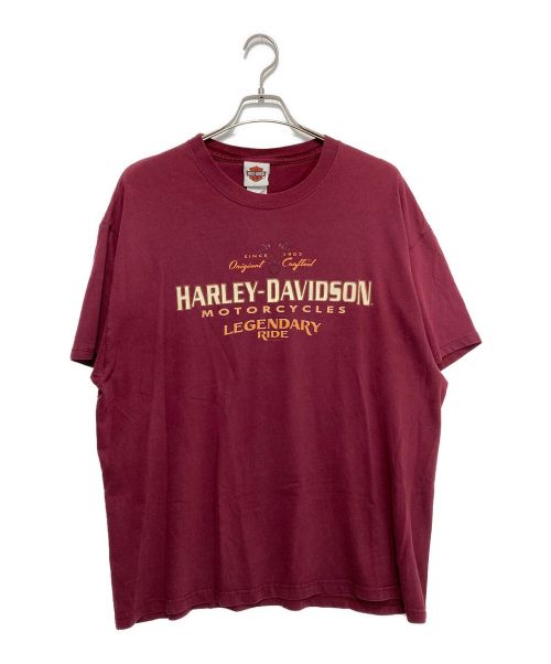 HARLEY-DAVIDSON（ハーレーダビッドソン）HARLEY-DAVIDSON (ハーレーダビッドソン) Hanes (ヘインズ) LEGENDARY RIDETシャツ ボルドー サイズ:XLの古着・服飾アイテム