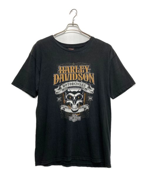 HARLEY-DAVIDSON（ハーレーダビッドソン）HARLEY-DAVIDSON (ハーレーダビッドソン) Braucdo MOTORGYGLES スカルTシャツ ブラック サイズ:Lの古着・服飾アイテム