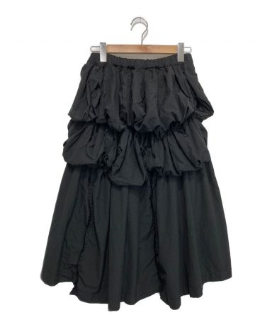 コムデギャルソン　フリルギャザースカート　黒　超美品　キャズエドゥミ柄デザイン無地