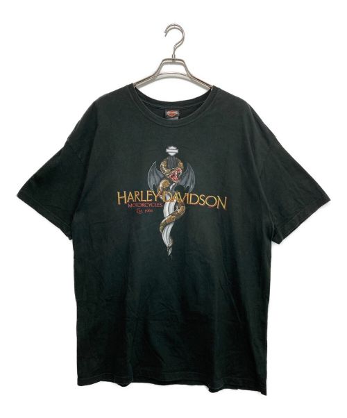 HARLEY-DAVIDSON（ハーレーダビッドソン）HARLEY-DAVIDSON (ハーレーダビッドソン) スネークダガーTシャツ ブラック サイズ:2XLの古着・服飾アイテム