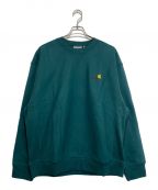 CarHarttカーハート）の古着「AMERICAN SCRIPT SWEAT SHIRT」｜グリーン