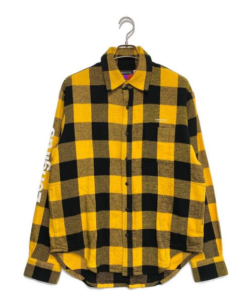 RADIO EVA（ラヂオエヴァ）RADIO EVA (ラヂオエヴァ) EVANGELION XIII FLANNEL CHECK SHIRTS イエロー×ブラック サイズ:Fの古着・服飾アイテム