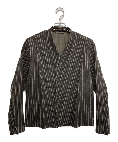 HOMME PLISSE ISSEY MIYAKE（オムプリッセ イッセイ ミヤケ）HOMME PLISSE ISSEY MIYAKE (オムプリッセ イッセイ ミヤケ) TWEED PLEATS Jacket ブラウン サイズ:1の古着・服飾アイテム