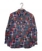 POLO RALPH LAURENポロ・ラルフローレン）の古着「［OLD］90’s WOODSMAN WORKSHIRT/パッチワークチェックシャツ」｜ネイビー×レッド