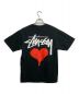 stussy (ステューシー) バックロゴハートプリント 半袖Tシャツ ブラック サイズ:S：5000円