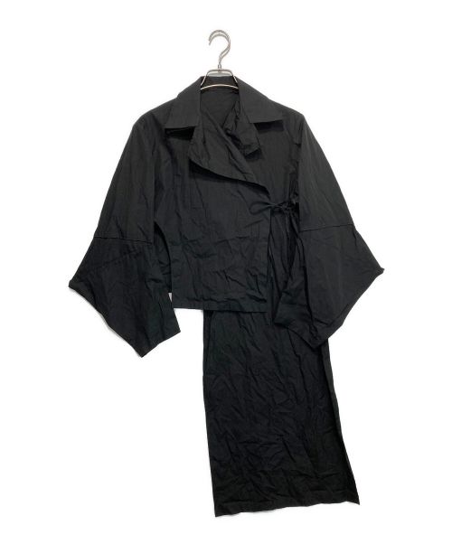 YOHJI YAMAMOTO（ヨウジヤマモト）YOHJI YAMAMOTO (ヨウジヤマモト) アシンメトリー ロングシャツ ブラック サイズ:1の古着・服飾アイテム