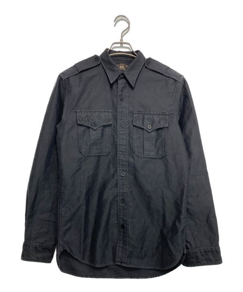 RRL（ダブルアールエル）RRL (ダブルアールエル) Military Sateen Cotton Black Work Shirt/ミリタリーワークシャツ グレー サイズ:170/92Aの古着・服飾アイテム