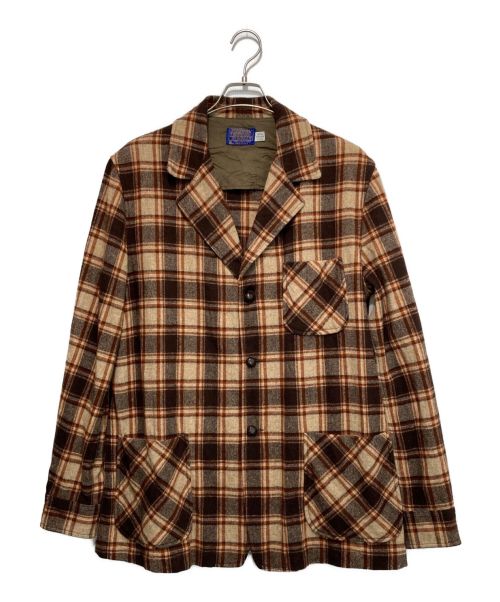 PENDLETON（ペンドルトン）PENDLETON (ペンドルトン) 70's3Bチェックジャケット ブラウン サイズ:Lの古着・服飾アイテム