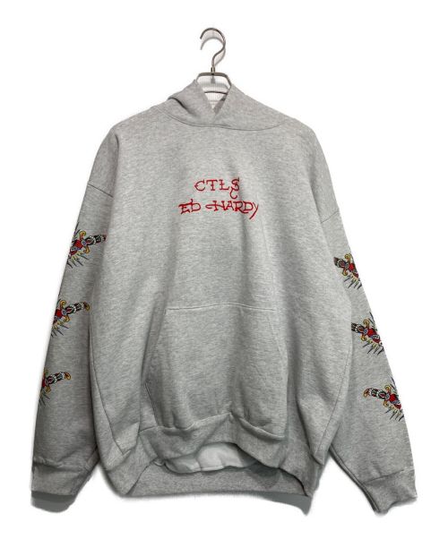 CTLS（シーティーエルエス）CTLS (シーティーエルエス) ED HARDY (エド ハーディー) ZEKE'S HEART HOODIE グレー サイズ:2の古着・服飾アイテム