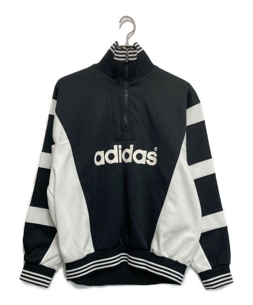 adidas（アディダス）adidas (アディダス) ハーフジップジャージ ブラック×ホワイト サイズ:O-XOの古着・服飾アイテム