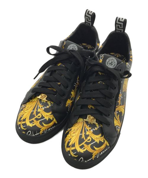 VERSACE（ヴェルサーチ）VERSACE (ヴェルサーチェ) バロッコシグネチャースニーカー ブラック×イエロー サイズ:41の古着・服飾アイテム