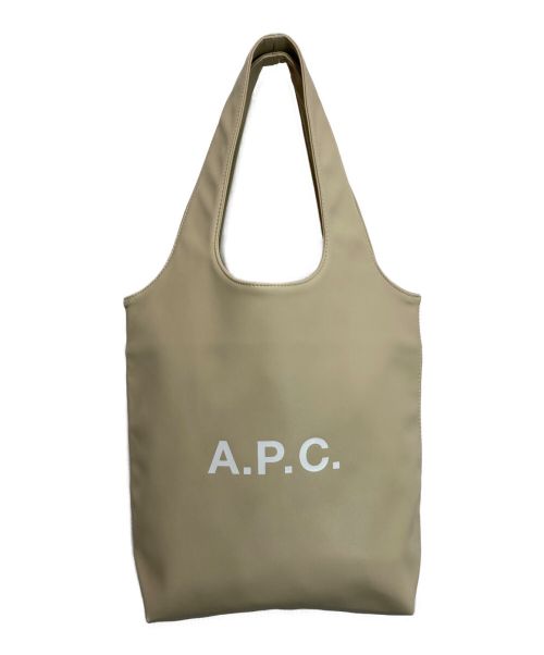 A.P.C.（アーペーセー）A.P.C. (アーペーセー) ロゴプリントトートバッグ ベージュの古着・服飾アイテム