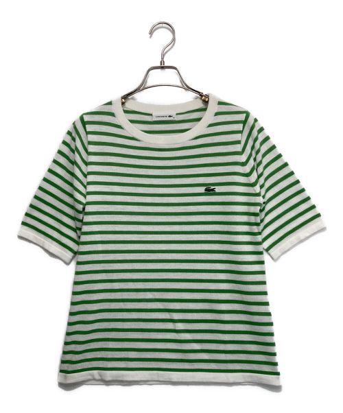 LACOSTE（ラコステ）LACOSTE (ラコステ) クールマックスボーダーニットTシャツ ホワイト×グリーン サイズ:38の古着・服飾アイテム