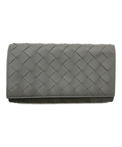 BOTTEGA VENETA（ボッテガベネタ）BOTTEGA VENETA (ボッテガベネタ) イントレチャート ロング ウォレット/長財布 グレーの古着・服飾アイテム