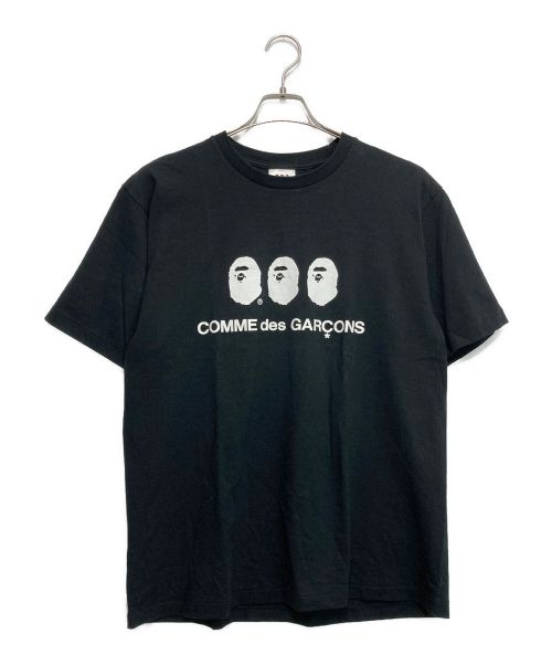 A BATHING APE（アベイシングエイプ）A BATHING APE (アベイシングエイプ) COMME des GARCONS (コムデギャルソン) Wロゴ コラボTシャツ ブラック サイズ:Lの古着・服飾アイテム