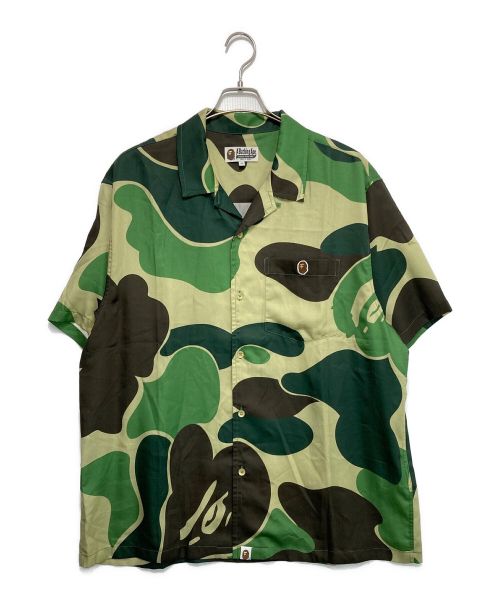 A BATHING APE（アベイシングエイプ）A BATHING APE (アベイシングエイプ) ABC Camo Open Collar Shirt/カモフラオープンカラーシャツ カーキ サイズ:XLの古着・服飾アイテム