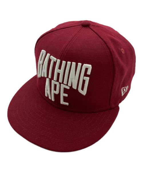 New Era（ニューエラ）New Era (ニューエラ) A BATHING APE (アベイシングエイプ) 刺繍ロゴキャップ ボルドーの古着・服飾アイテム