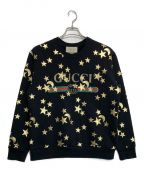 GUCCIグッチ）の古着「ムーン&スター ロッキングG シェリーライン ロゴ スウェット」｜ブラック