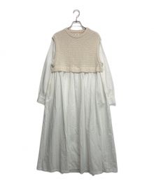 RHC Ron Herman（アールエイチシー ロンハーマン）の古着「Knit Vest Layered Dress」｜ベージュ×ホワイト