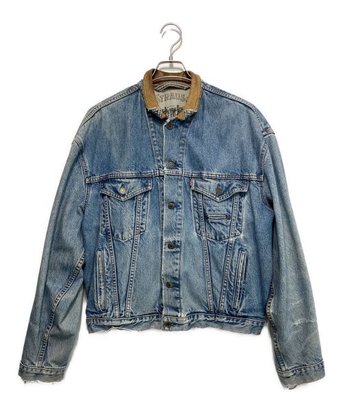 LEVI'S（リーバイス）LEVI'S (リーバイス) 襟レザーデニムジャケット スカイブルー サイズ:-の古着・服飾アイテム