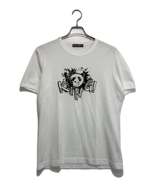 DOLCE & GABBANA（ドルチェ＆ガッバーナ）DOLCE & GABBANA (ドルチェ＆ガッバーナ) KING プリントTシャツ ホワイト サイズ:48の古着・服飾アイテム