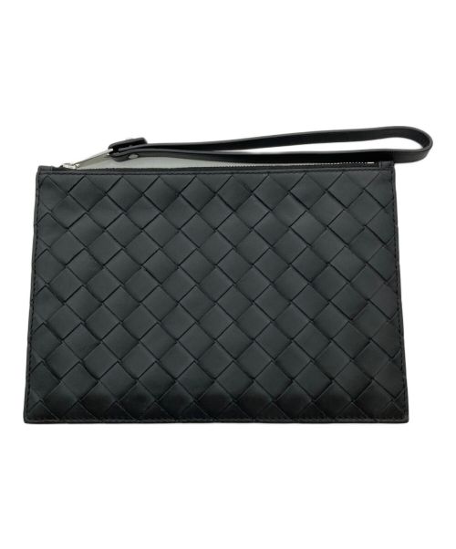 BOTTEGA VENETA（ボッテガベネタ）BOTTEGA VENETA (ボッテガベネタ) イントレチャートクラッチバッグ ブラックの古着・服飾アイテム