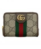 GUCCIグッチ）の古着「ベージュ＆エボニー GGスプリーム キャンバス ケース/コインケース」｜ブラウン