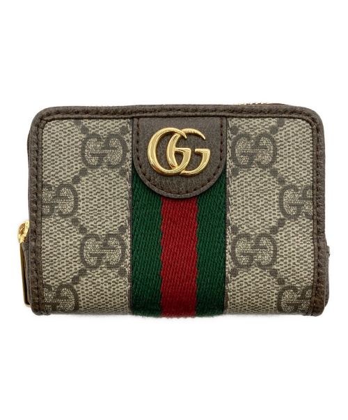 GUCCI（グッチ）GUCCI (グッチ) ベージュ＆エボニー GGスプリーム キャンバス ケース/コインケース ブラウンの古着・服飾アイテム