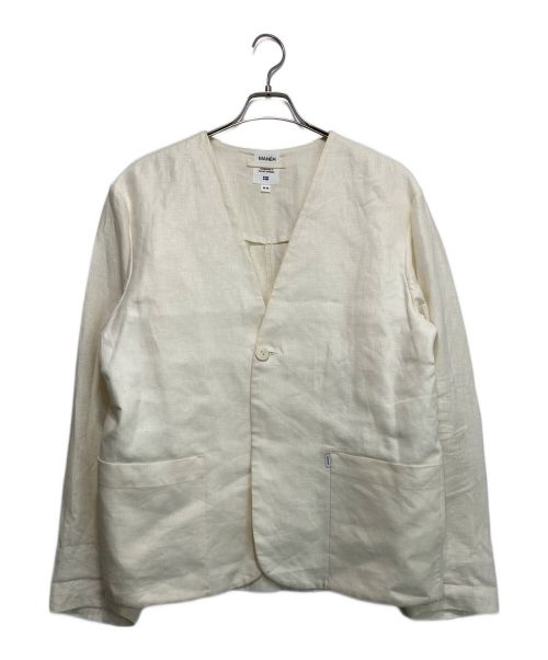 MANER（マネール）MANER (マネール) リネンノーカラージャケット ベージュ サイズ:48の古着・服飾アイテム