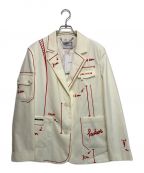 13DE MARZOトレセ デ マルソ）の古着「WHITE SKETCHED Letter Jacket」｜アイボリー×レッド