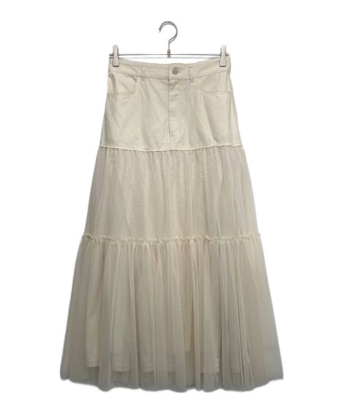 RAY BEAMS（レイ ビームス）RAY BEAMS (レイ ビームス) Tulle Kirikae Tiered Skirt/チュール キリカエ ティアード スカート アイボリー サイズ:1 未使用品の古着・服飾アイテム