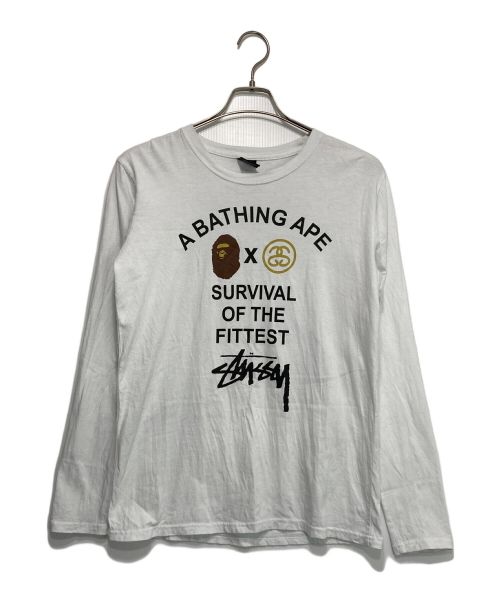 A BATHING APE（アベイシングエイプ）A BATHING APE (アベイシングエイプ) stussy (ステューシー) コラボプリントカットソー ホワイト サイズ:Lの古着・服飾アイテム