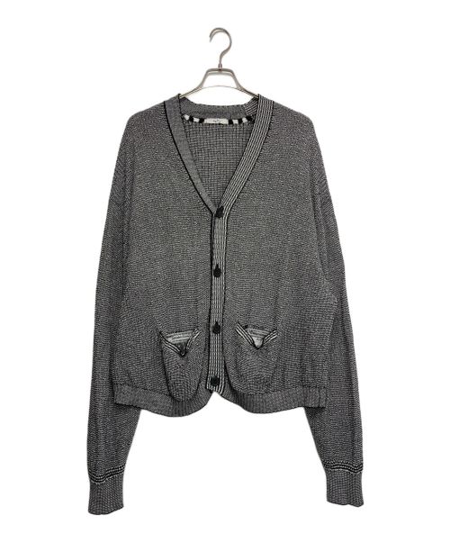 saby（サバイ）saby (サバイ) PAPER KNIT CARDIGAN ブラック×ホワイト サイズ:Lの古着・服飾アイテム