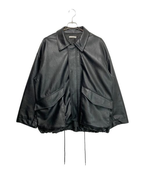 WYM LIDNM（ウィム バイ リドム）WYM LIDNM (ウィム バイ リドム) FAUX LEATHER MILITARY BLOUSON ブラック サイズ:Ⅿの古着・服飾アイテム