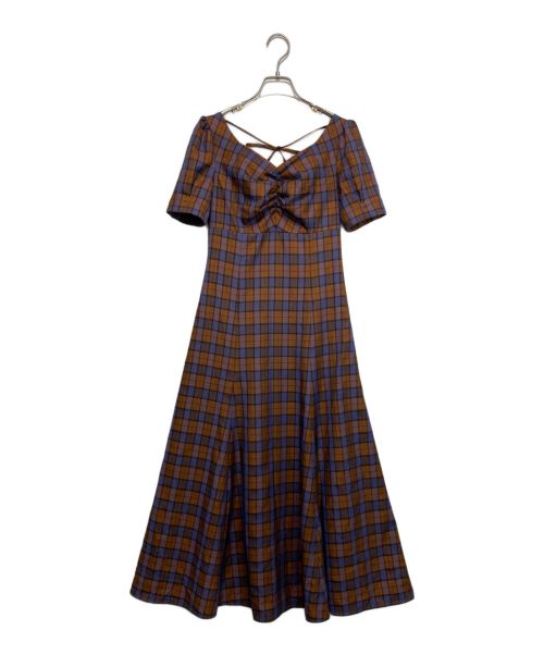 MISTREASS（ミストレアス）MISTREASS (ミストレアス) Multicolor Plaid Power Shoulder Dress ブラウン サイズ:Fの古着・服飾アイテム