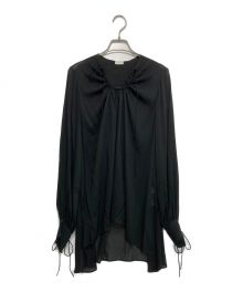 RITO（リト）の古着「CUPRO FRONT-GATHERED BLOUSE」｜ブラック