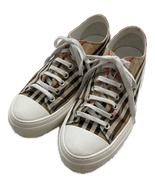 BURBERRY LONDON（バーバリーロンドン）BURBERRY LONDON (バーバリーロンドン) LOW TOP SNEAKERS/チェック コットンスニーカー ベージュ サイズ:EUR42/UK8の古着・服飾アイテム