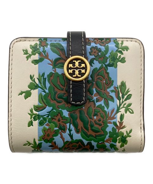 TORY BURCH（トリーバーチ）TORY BURCH (トリーバーチ) ロビンソン マドレーヌ カスタン ミニウォレット/2つ折り財布 アイボリー×グリーンの古着・服飾アイテム