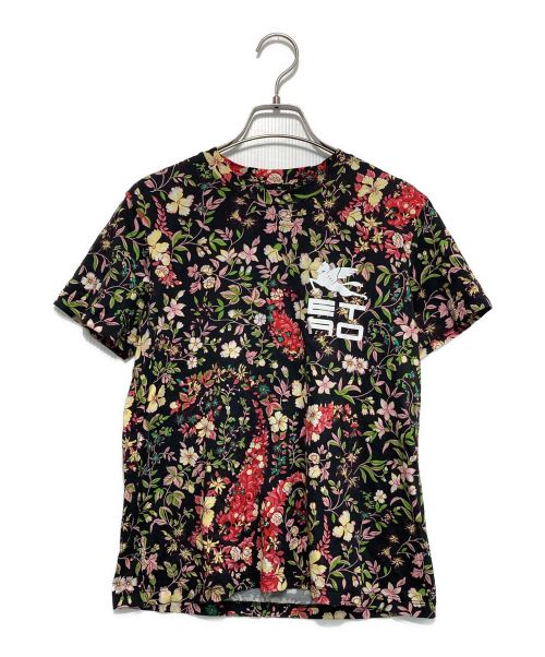 ETRO（エトロ）ETRO (エトロ) ロゴプリント花柄Tシャツ ブラック サイズ:44の古着・服飾アイテム