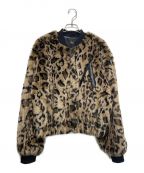 TWIN-SET ACTITUDE(ツインセット アクティテュード）の古着「'Amber' animal print jacquard bomber jacket/「アンバー」アニマルプリント ジャカード ボンバージャケット」｜ベージュ