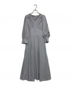 HER LIP TOハーリップトゥ）の古着「Lace Sleeve Crepe Long Dress」｜セピアブルー