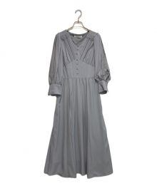 HER LIP TO（ハーリップトゥ）の古着「Lace Sleeve Crepe Long Dress」｜セピアブルー